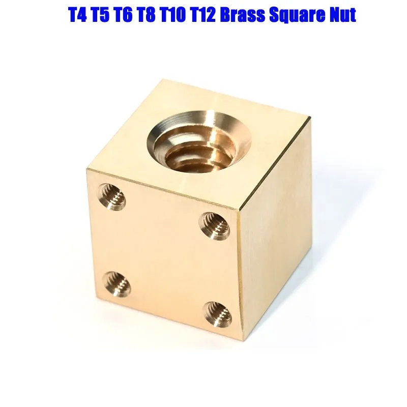 1/2PCS T4 T5 T6 T8 T10 T12 Brass Square Nut for Lead Screw Rod Trapezoidal Thread Screw Square Copper Nut lead 1/2/4/6/8mm 3D