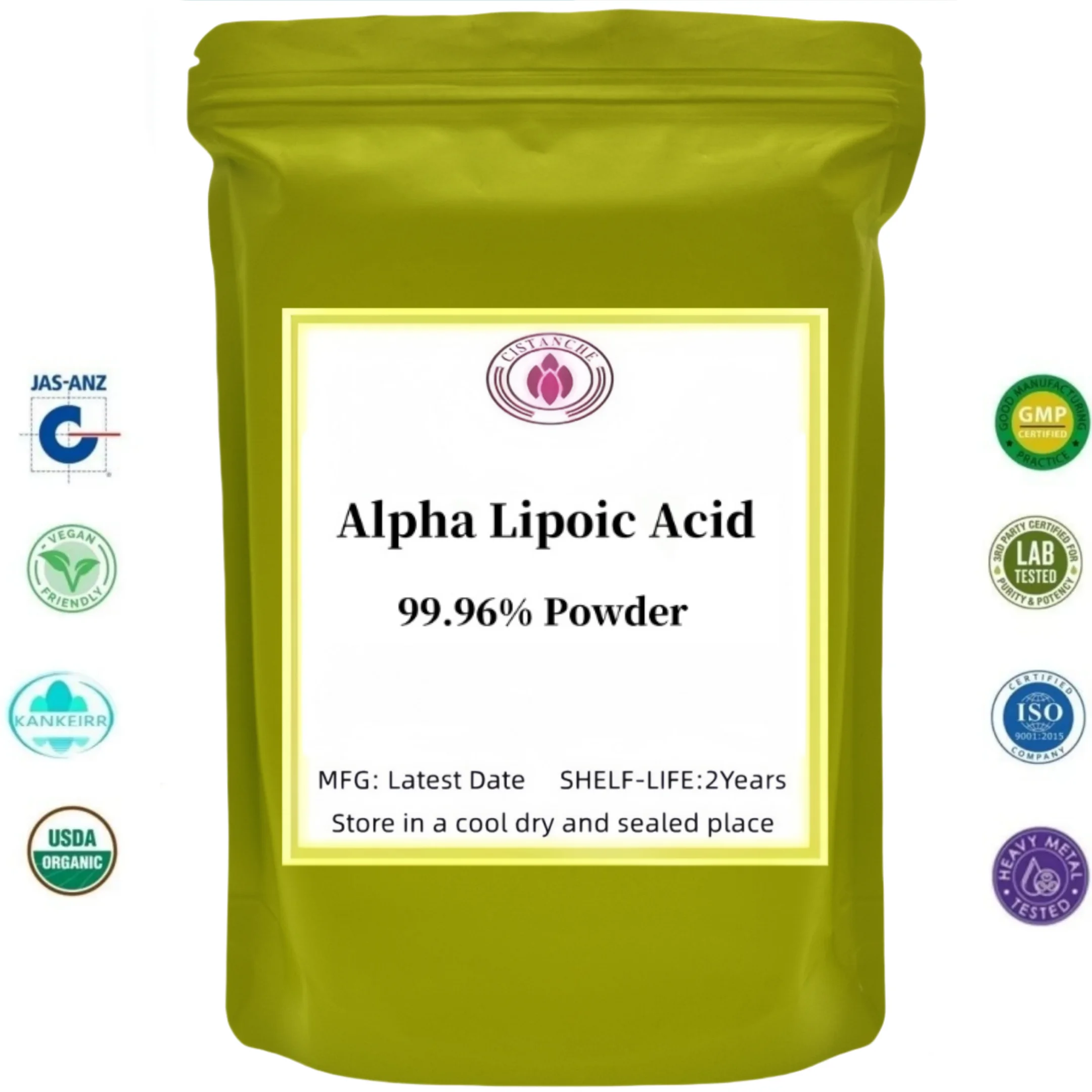 

Индивидуальная упаковка в пакете из алюминиевой фольги, 100% порошок с липоичной кислотой Alpha, оптовая упаковка ALA, порошковая упаковка