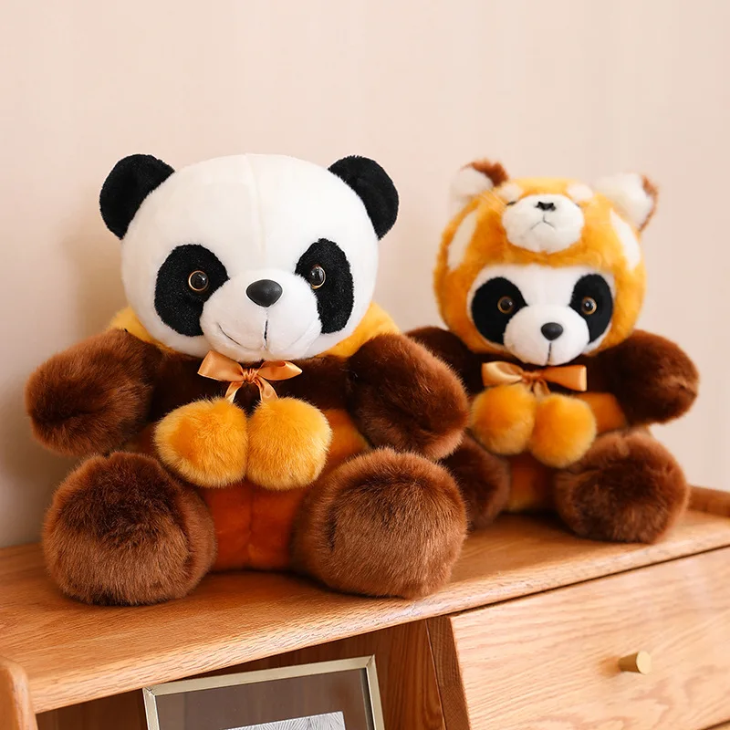 

New Creative Cute Raccoon Plush Doll Transform to Giant Panda Stuffed Animals Plushies Soft Kids Toys for Boys Girls Funny Gifts