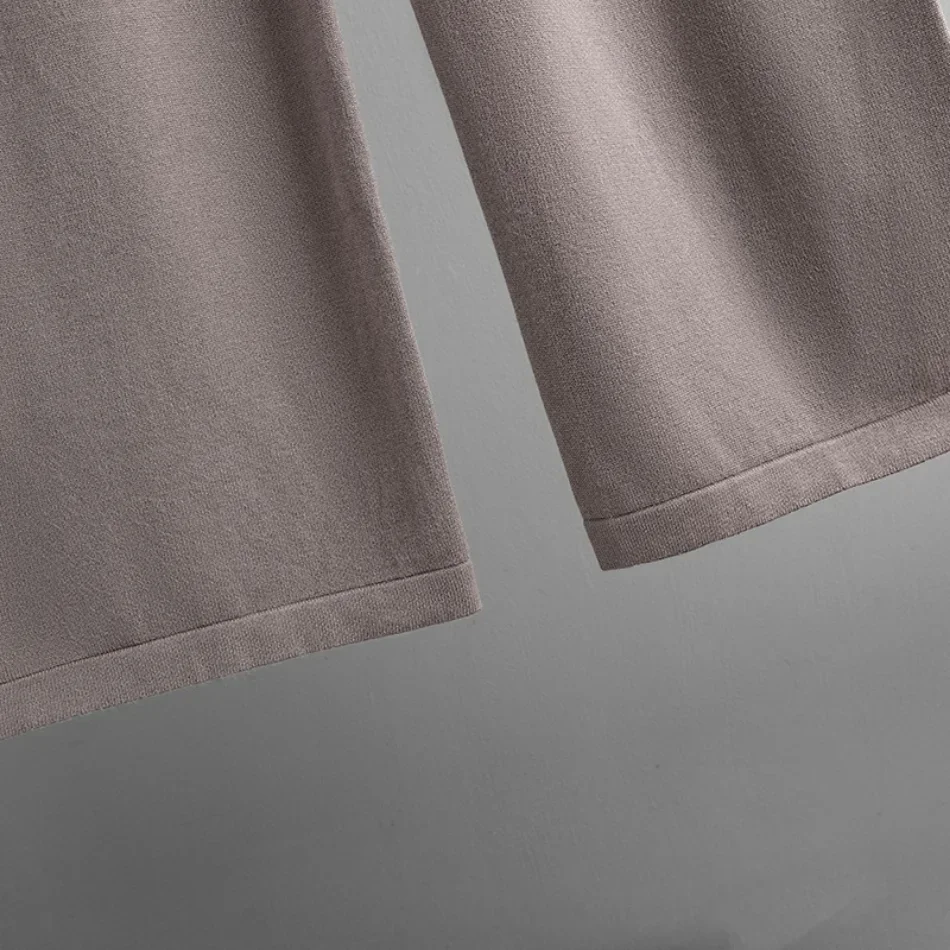 Women's Two Piece Set Autumn Winter High Collar Slit Knitted Sweater Pullover Fashion Casual Loose High Waist Pant Ensemble