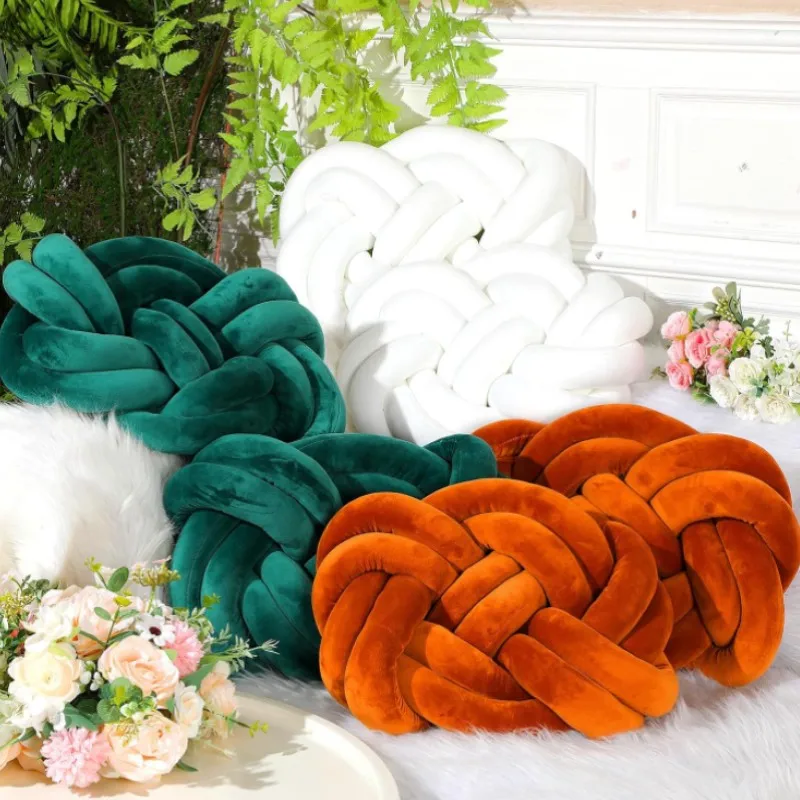 Handmade Big Knot Pillow Ball Green Shape Throw Pillow 35x45cm Cushion Home Decor Knotted Christmas Gift