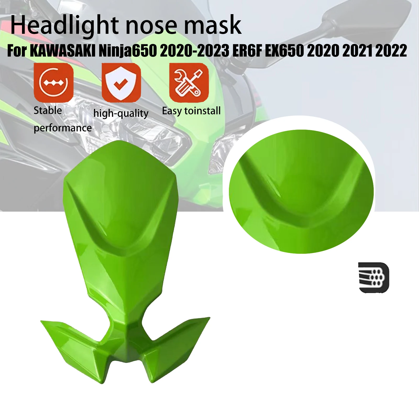 

For KAWASAKI Ninja650 Front Fairings 2020-2023 Headlight Cowl Nose ER6F EX650 2020 2021 2022 2023 Head Cover Headlight Fairings