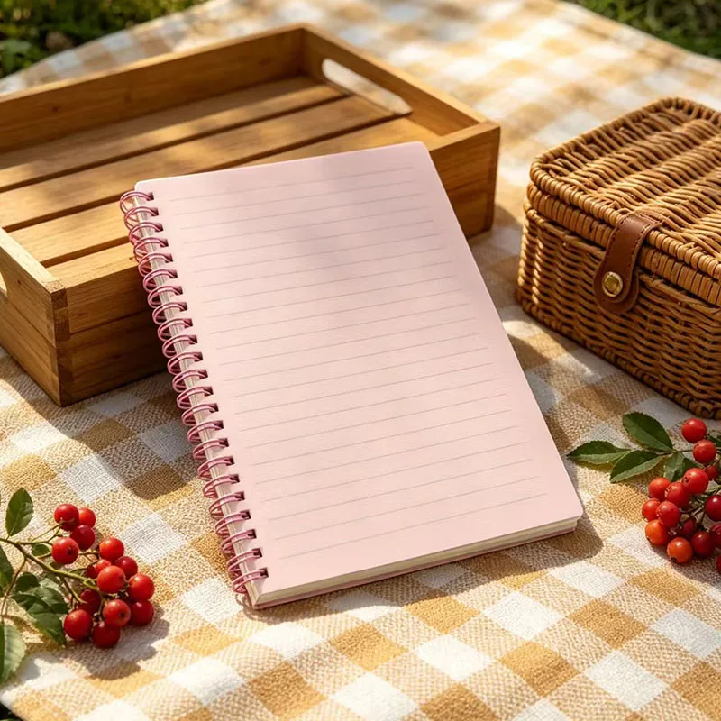 Cover double coil spiral horizontal notebook, smooth page flipping, suitable for diary and study (58 sheets/book)
