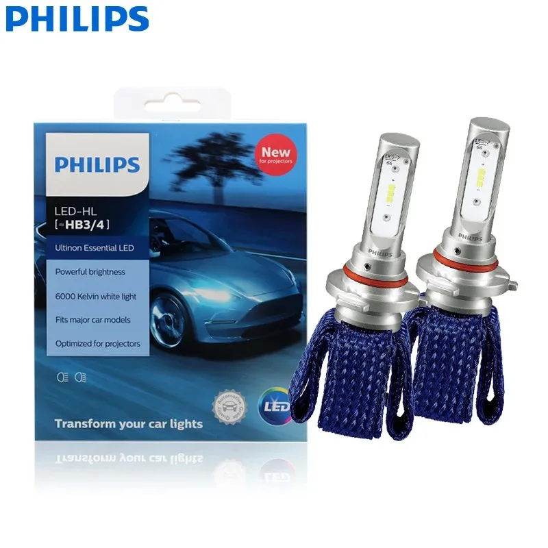

Philips Ultinon Essential LED Light HB3 HB4 6000K 12 В LED + 100% яркий 9005 Автоматическая фара HL Beam ThermalCool 11005UEX2, 1 пара