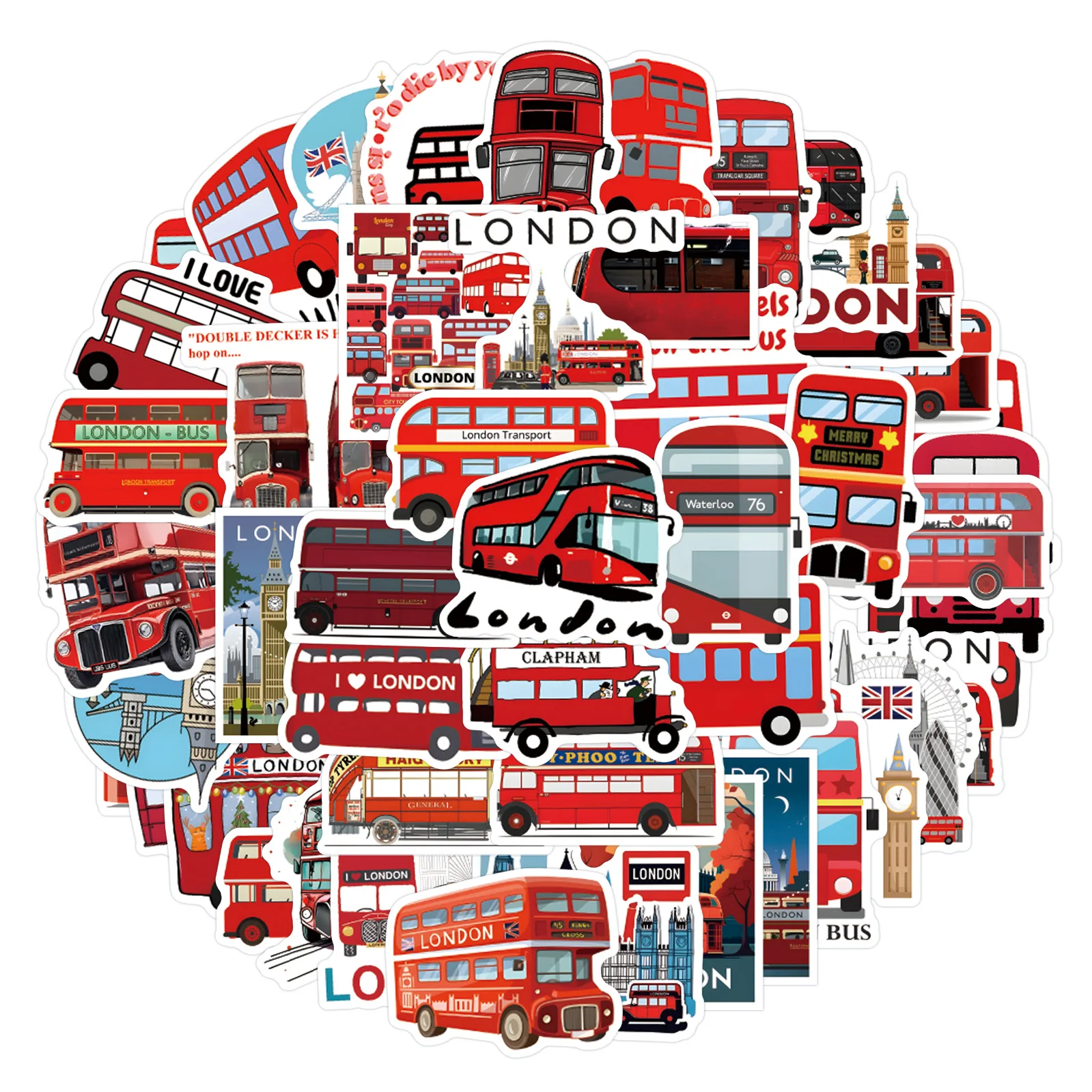 Kids Toys London - 10/50 قطعة ملصقات إبداعية للحافلات في