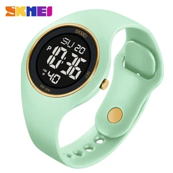 SKMEI Fashion Watches for Women Fresh Style Stainless Steel Ring Small Dial Digit Wristwatch Date Week LED Display Ladies Watch