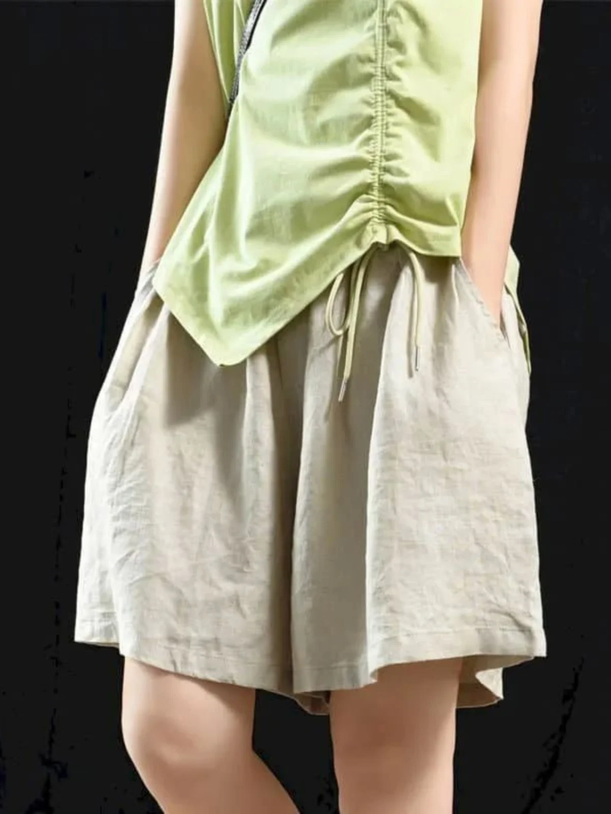 Luźne spodnie damskie z szerokimi nogawkami, elastyczną talią, jednolite, wygodne, w stylu streetwear, letnie, modne, z wysokim stanem.