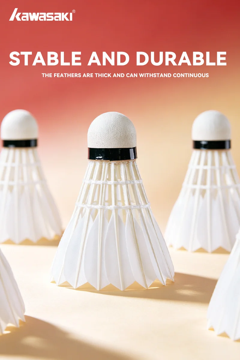 Kawasaki Federbälle für Badminton Weiße Gänsefeder Präzise Landung Federball Geeignet für Fortgeschrittenes Training & Wettkämpfe – Detail 8