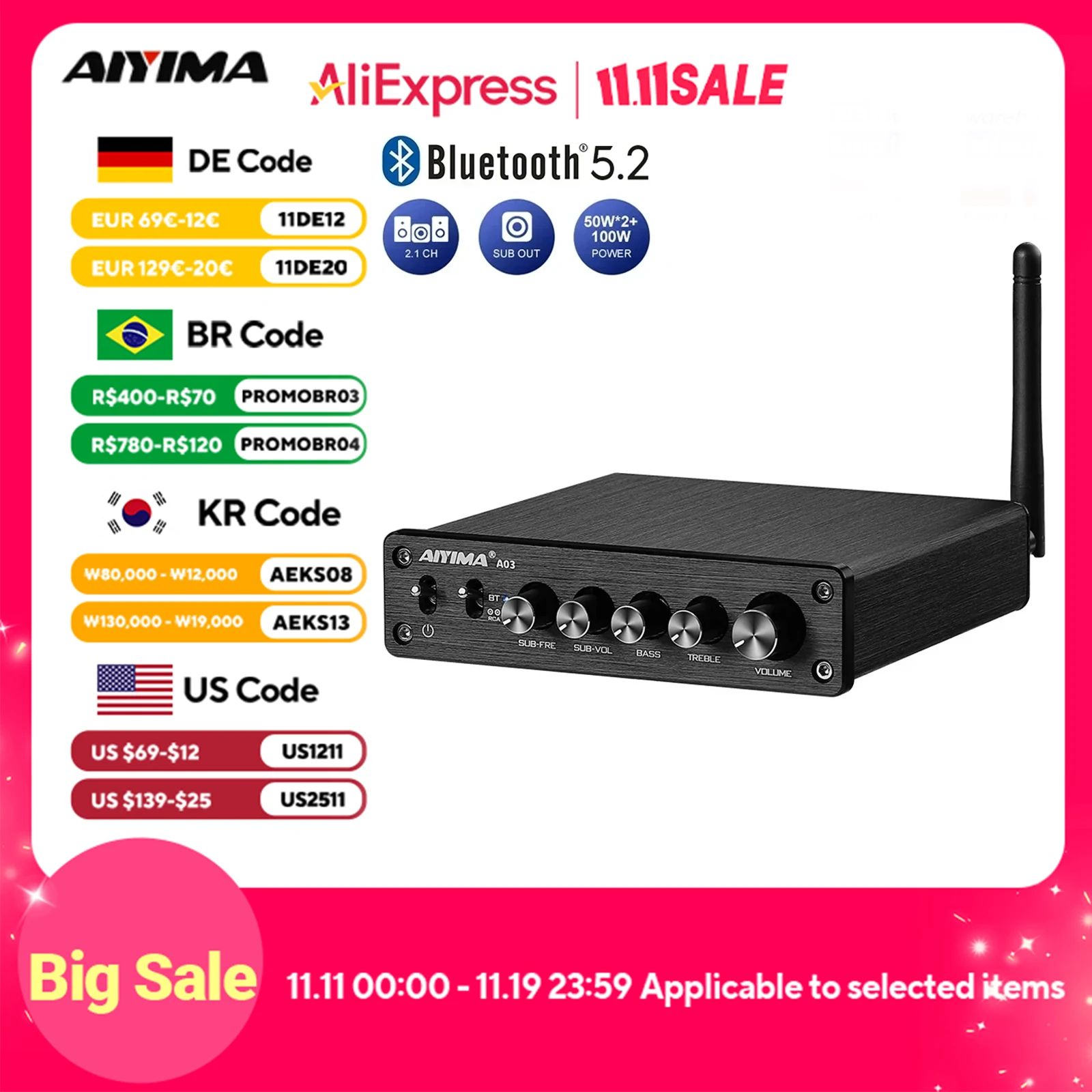 TPA3116 Bluetooth Subwoofer Amplifier