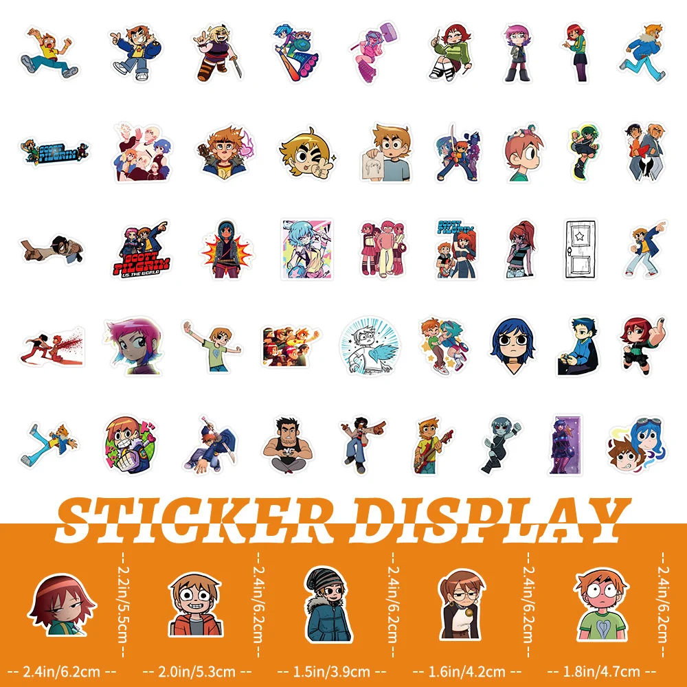 10/30/50/100Pcs Cool Cartoon Anime Scott Pilgrim Stickers Aesthetic Waterproof Decals Graffiti Phone Stationery Sticker DIY Toys