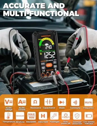 Digital Multimeter 10000 Count TRMS, Auto-Ranging Volt Meter, Rechargeable Smart Tester for Voltage, Current, Resistance