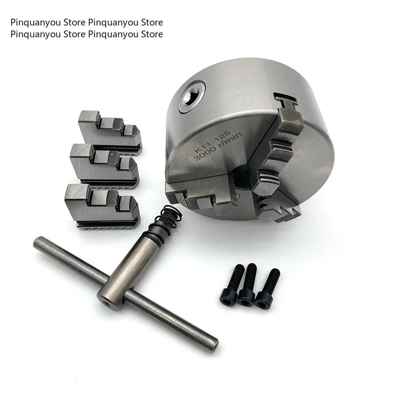 K11-125 125mm Manual Self-Centering 3 Jaw Scroll Chuck, Universal Metal Lathe Turning Chuck for Mini Lathe Machining