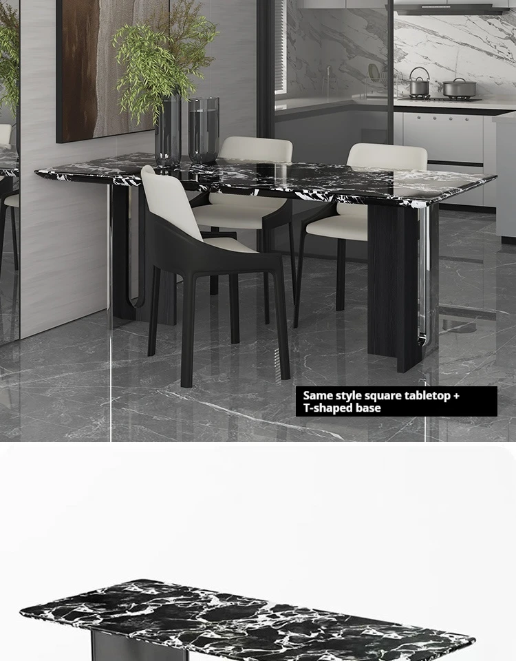 Nordic Minimalist Sintered Stone Dining Table, Anti-scratch Tabletop Home Dining Furniture for Apartment