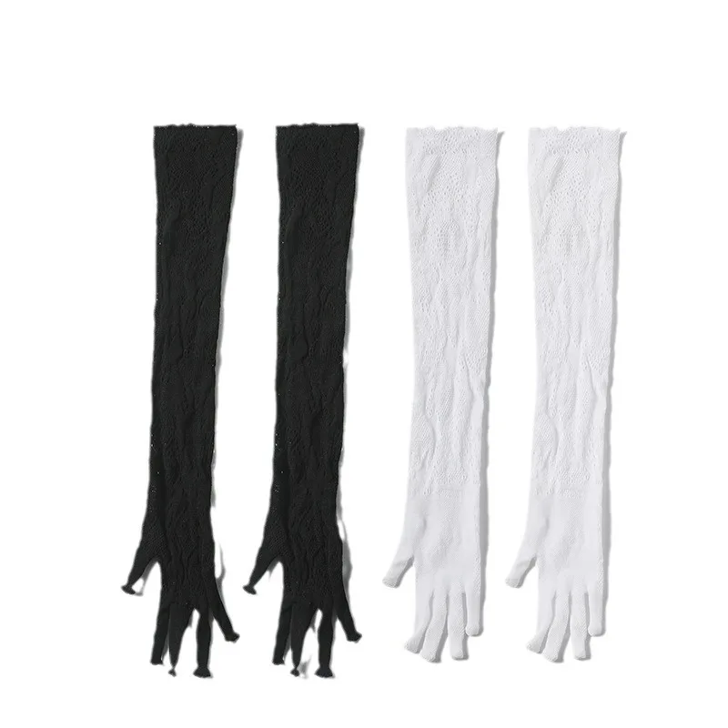 Women Long Fishing Net Sexy Lace Gloves High Elasticity Fashion Personality Cosplay Halloween Stage Performance