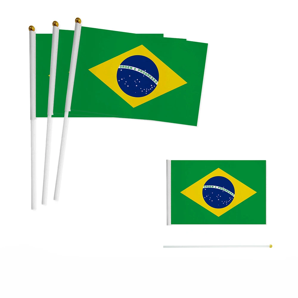 Z-ONE FLAG 100pcs Brazil Hand Flag 14*21cm BR Brazil Brazilian National Handheld  Waving Flags Indoor Outdoor Decorr