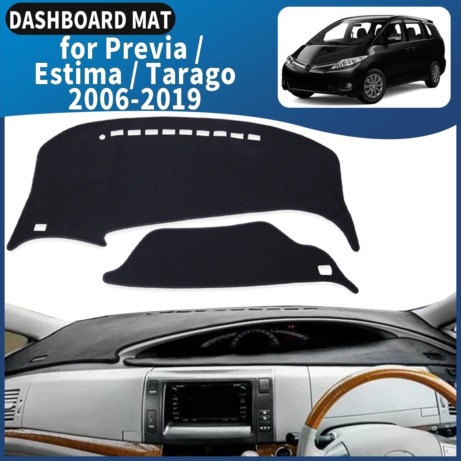 يصلح لتويوتا بريفيا Estima Tarago 2006-2019 XR50 Dashmat غطاء لوحة القيادة وسادة DashMat ظلة اكسسوارات واقية السجاد
