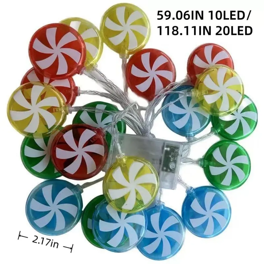 1 قطعة 1.5 متر/3 متر عيد الميلاد صندوق بطارية طاحونة مصاصة سلسلة ضوء ، خالية من البطارية ، زينة عيد الميلاد ، تستخدم لتزيين الحفلات