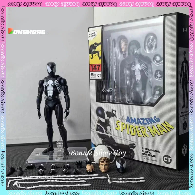 

spierman anime figure mafex147 15cm venom version Symbiotic SpiderMan movable action figure boy collection boy birthday gift