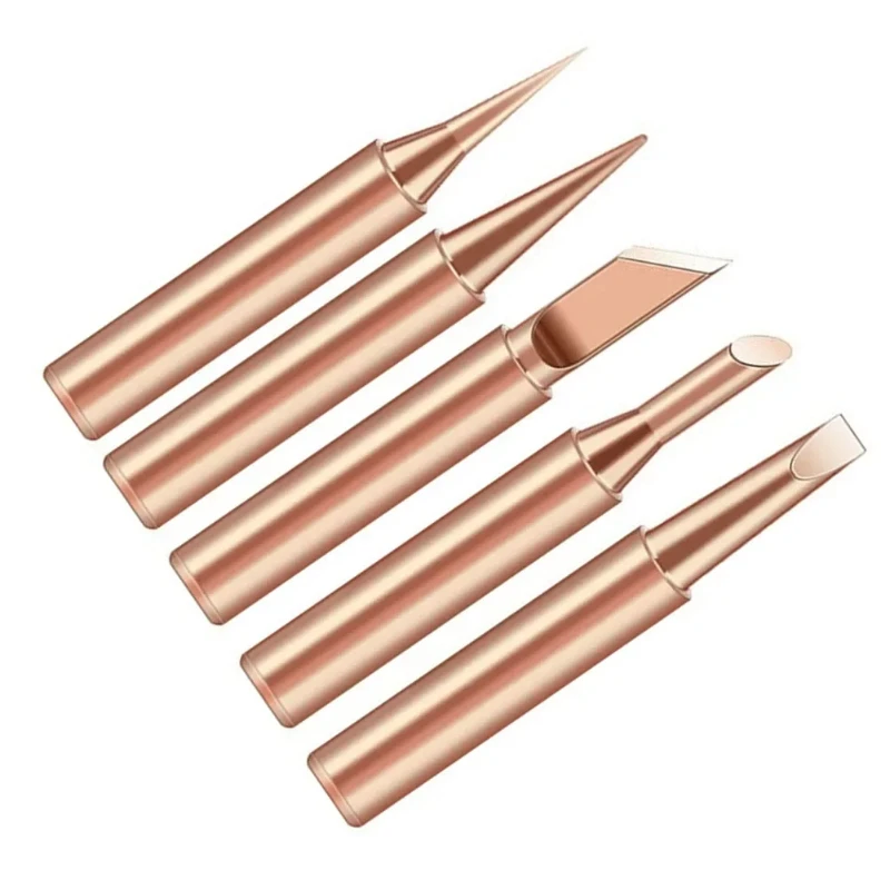 5pcs Soldering Iron 900M Soldering Iron Head Set Inside Hot Bare Copper Electric Soldering Iron Tip,Durable & Long-Lasting