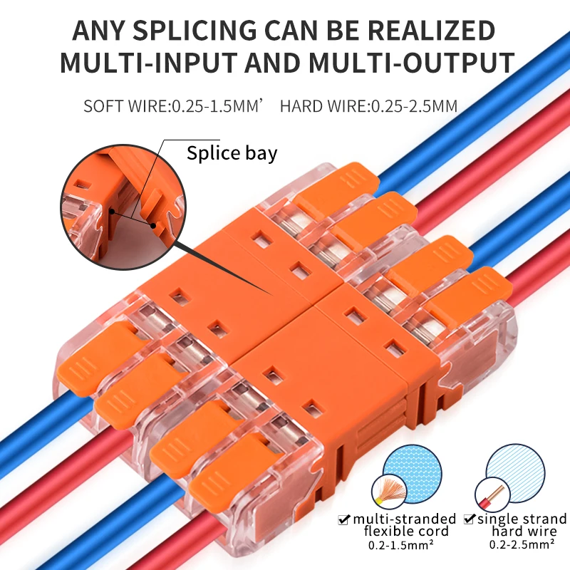 JINH 10Pcs CMK 64 Quick Lever Wire Connectors 2/3 In and 2/3 Out for Compact Plug Male Female Terminals Universal Blocks