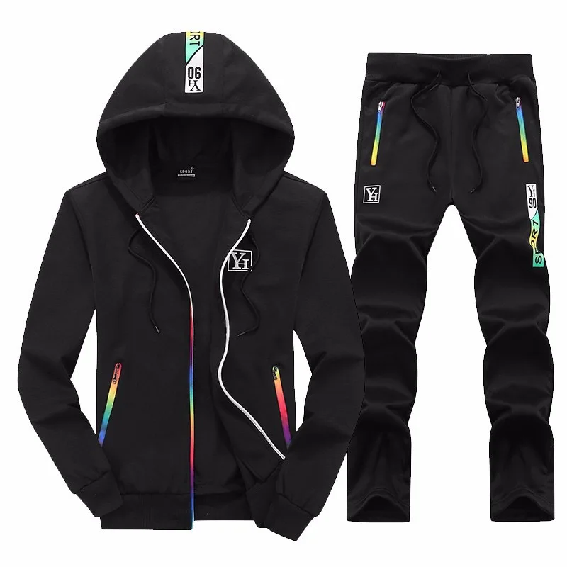 

Motorcycle Winter Sweat Suit Sets 2 Pieces Hoodie Set Fleece Zipper Casual Sport Sweatpant Men Tracksuit Outfit Men's Clothing
