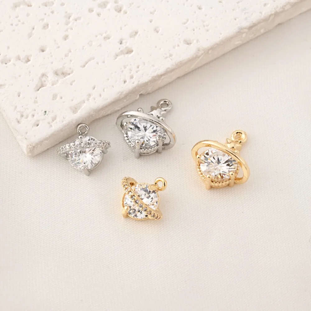 

14-каратное позолоченное цветное циркониевое кулон с планетой, ручная работа, браслет «сделай сам», ожерелье, серьги, кулон, аксессуар, материал