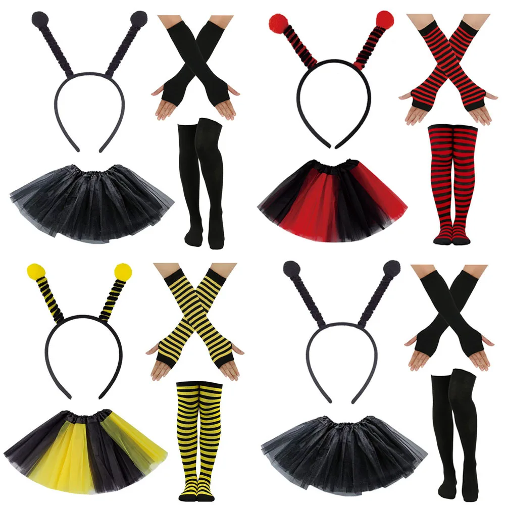 Cartoon Bee Ladybug Ant Tentacle Headband Tulle Skirt Gloves Sock Set Carnival Party Cosplay Animal Show Costume Props