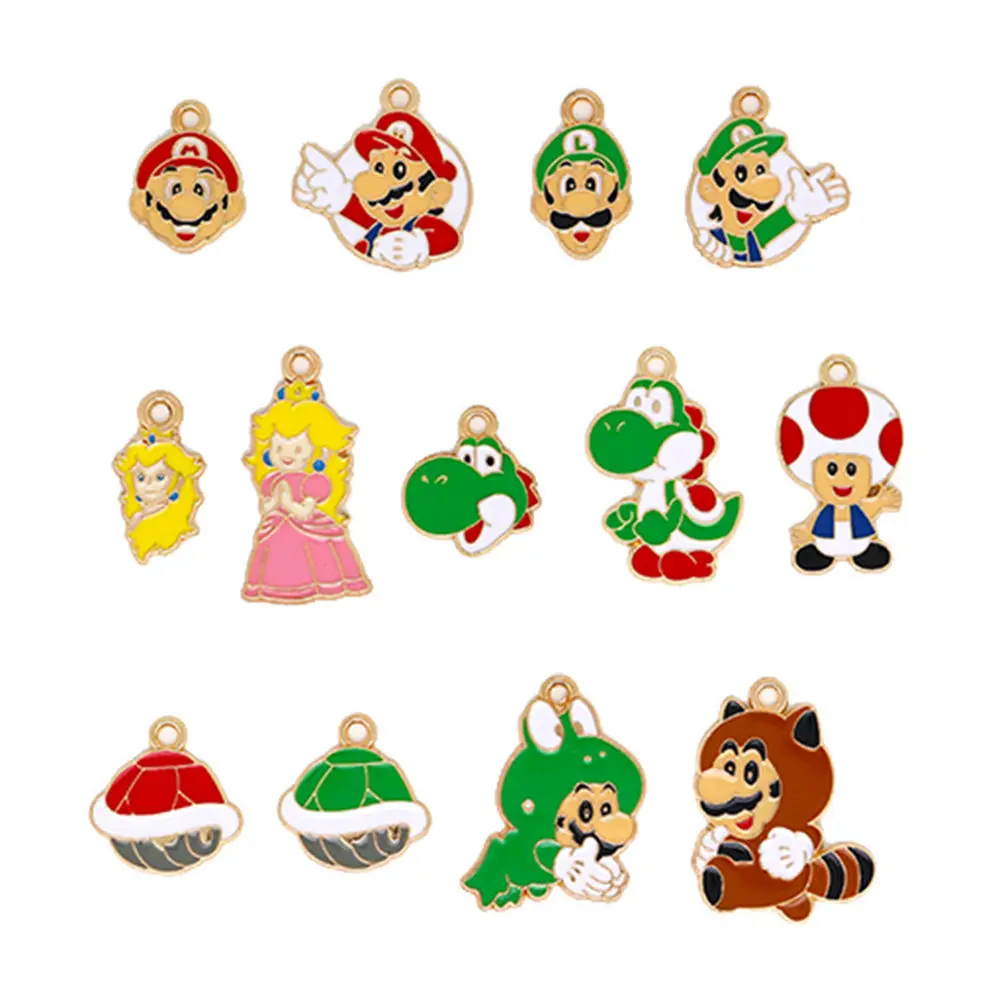 10pcs game super mario Luigi Yoshi Donkey Kong Mushroom Metal Charms Pendants For Making DIY Jewelry Handmade Accessories