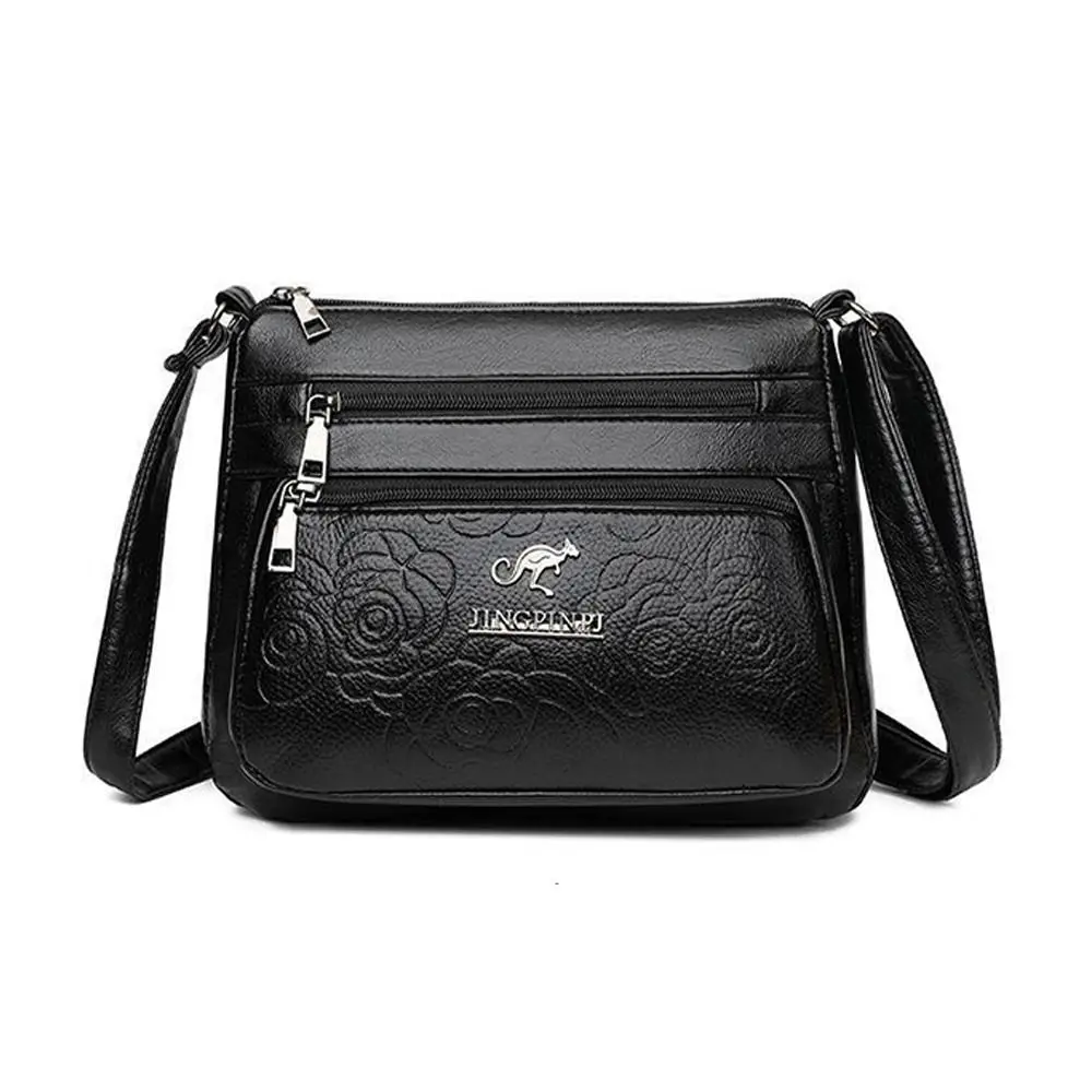 Elegante PU-Leder Einkaufstasche, schwarze, große Kapazität, Tasche für Mütter mittleren Alters, mehrschichtige Umhängetasche für Damen – Detail 10