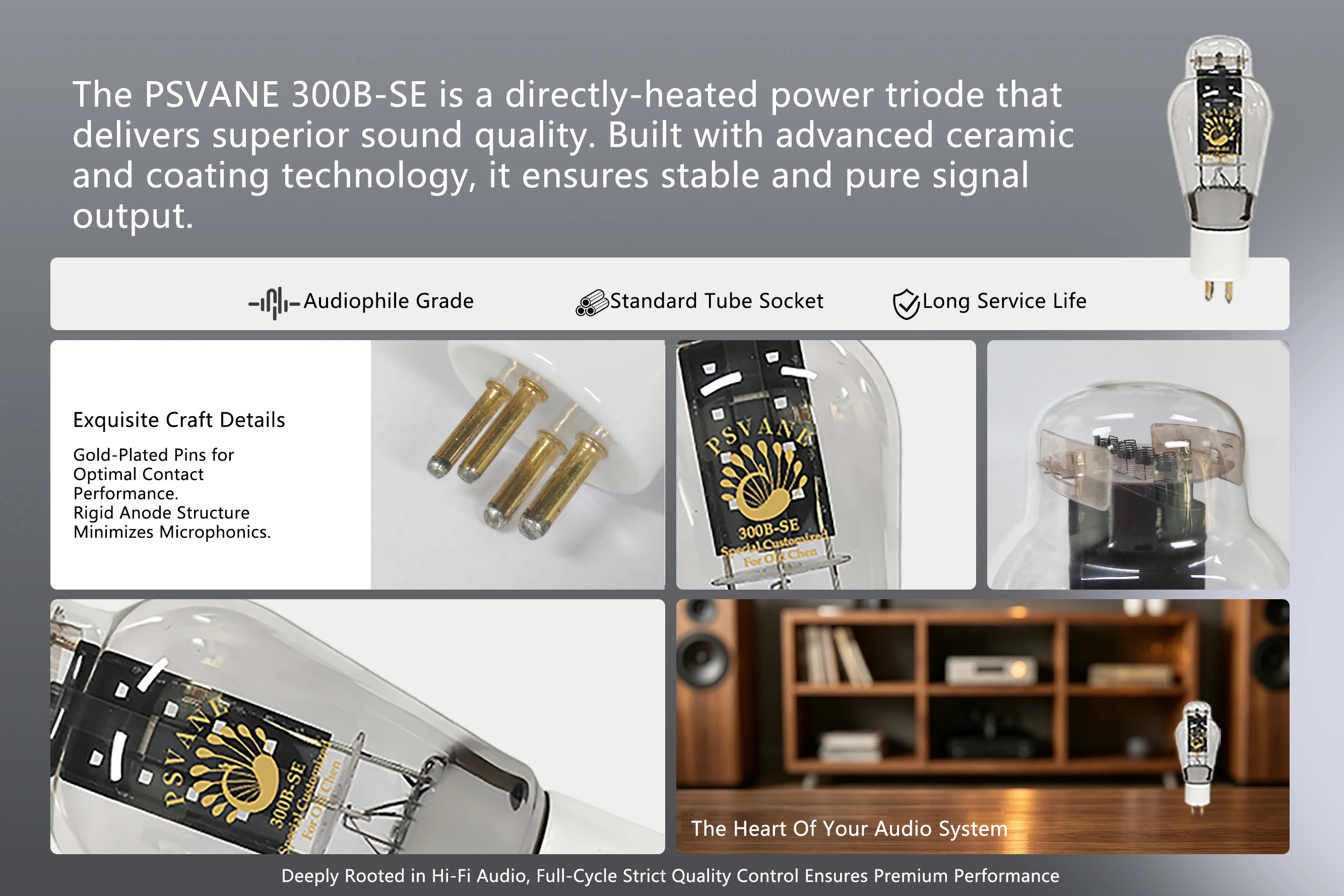 PSVANE/OLDCHEN 300B-SE Vakuumröhre, Ersatz für 300B / 300B-N / 300B-PT / 300B-Z, High-Fidelity Audio-Röhrenverstärker – Detail 4