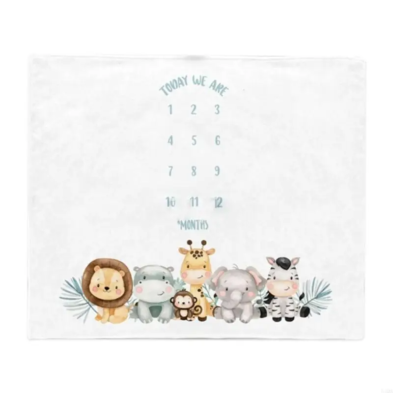 54DA Baby Record Growth Milestone Blanket Newborn Animal Pattern