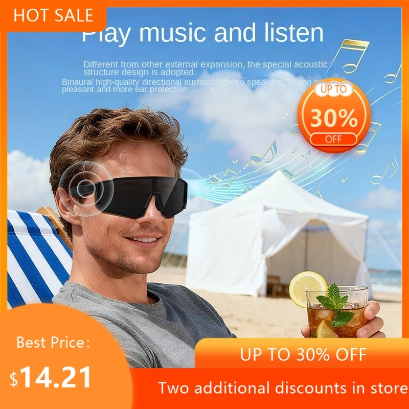 Echowear Smart AI Color Changing Intelligent Bluetooth Audio 2-in-1 Riding Windproof Goggles Black Technology Headphones Glasses