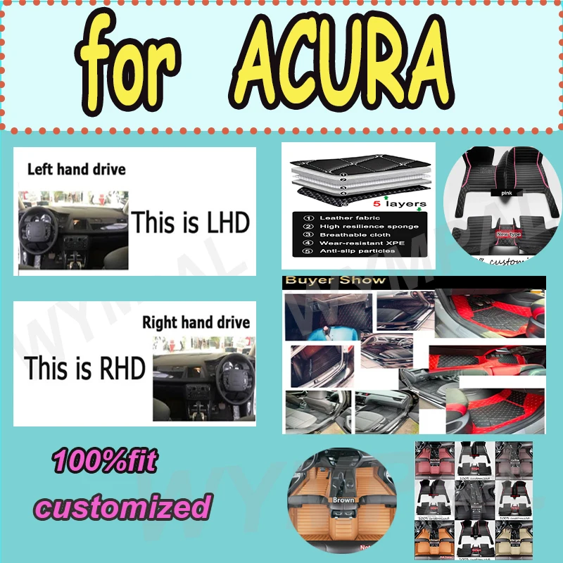 

LUXURY Car Floor Mats for ACURA MDX RDX ZDX RL TL CDX cc TLX TSX RSX NSX ILX Legend Integra RLX Astra CL RSX MDX Accessories