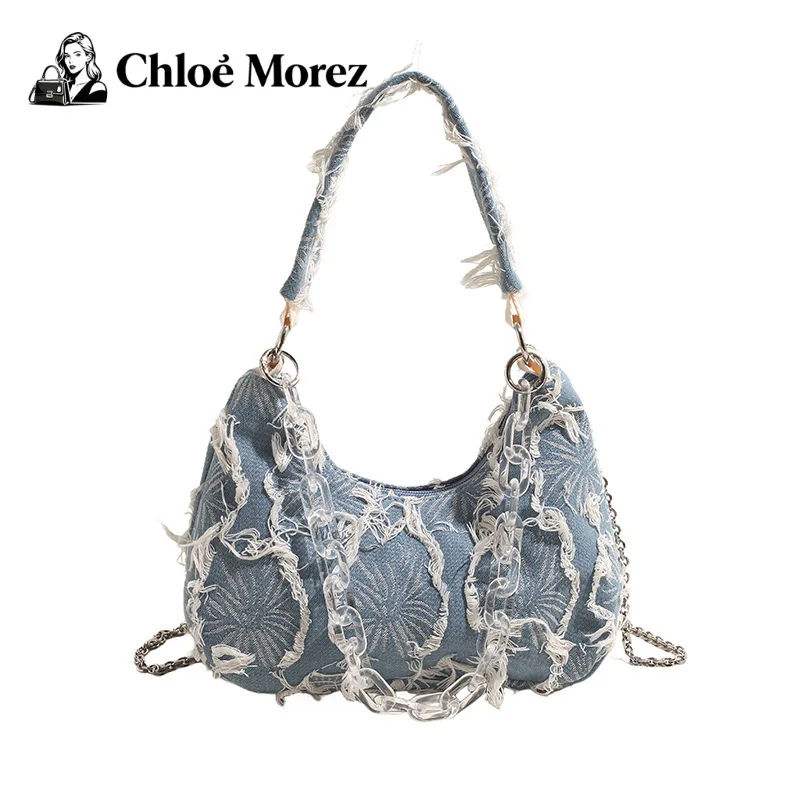 

Diamond Quilted Denim Crossbody Bag Vintage Style Shoulder Tote with Strap & Handheld Option