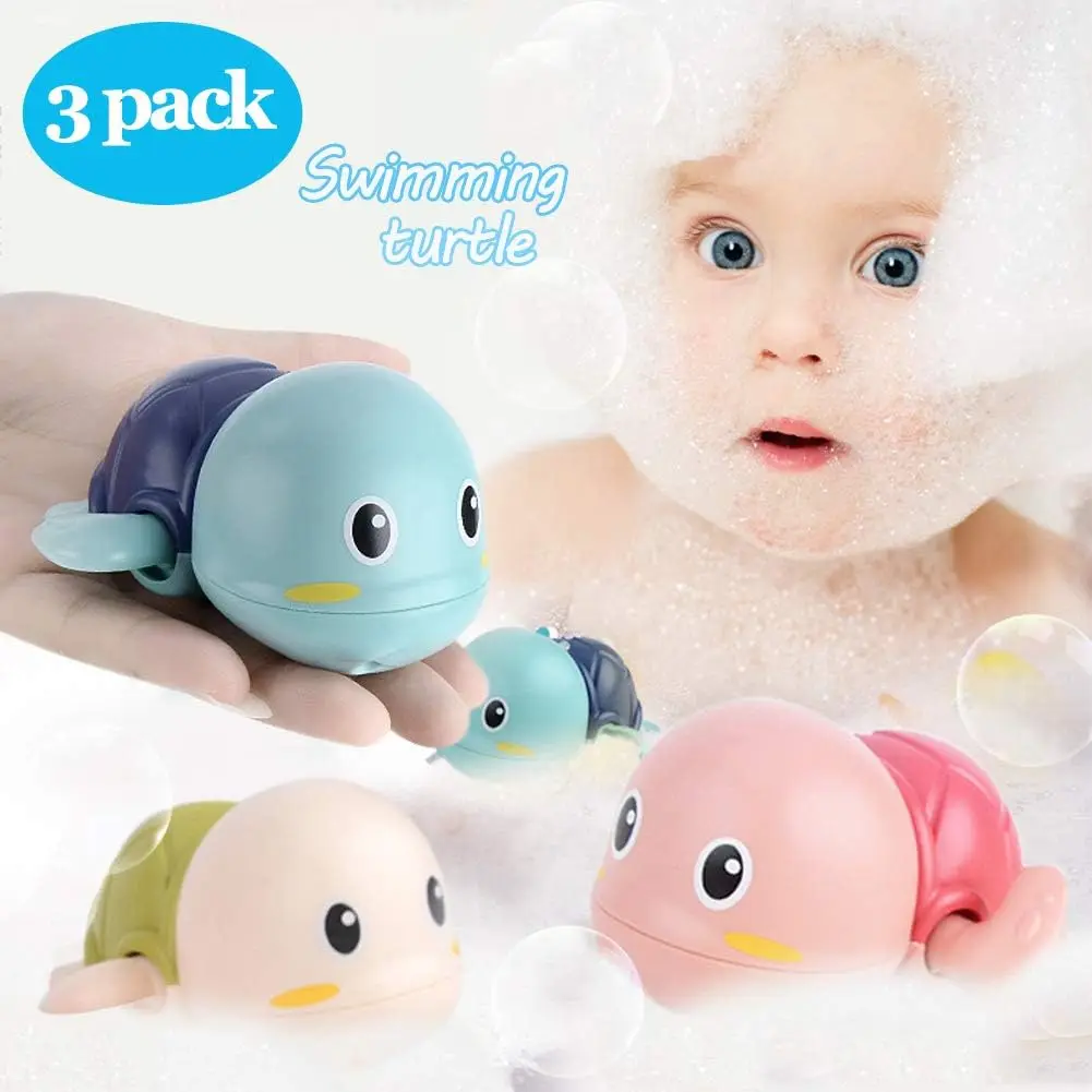 3 Pack Bath Toys Cute Swimming Turtle Bath Toys Animal Floating Wind Up Bathtub Preschool Toddler New Born Infant Water Pool Toy