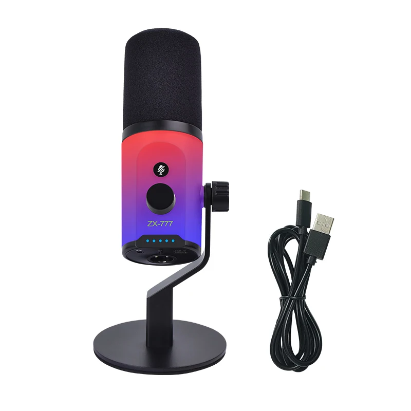 Professional USB Gaming Microphone Wired RGB Dynamic Microfon For PC Game Streaming Podcasting Noise Cancelling XLR Desktop