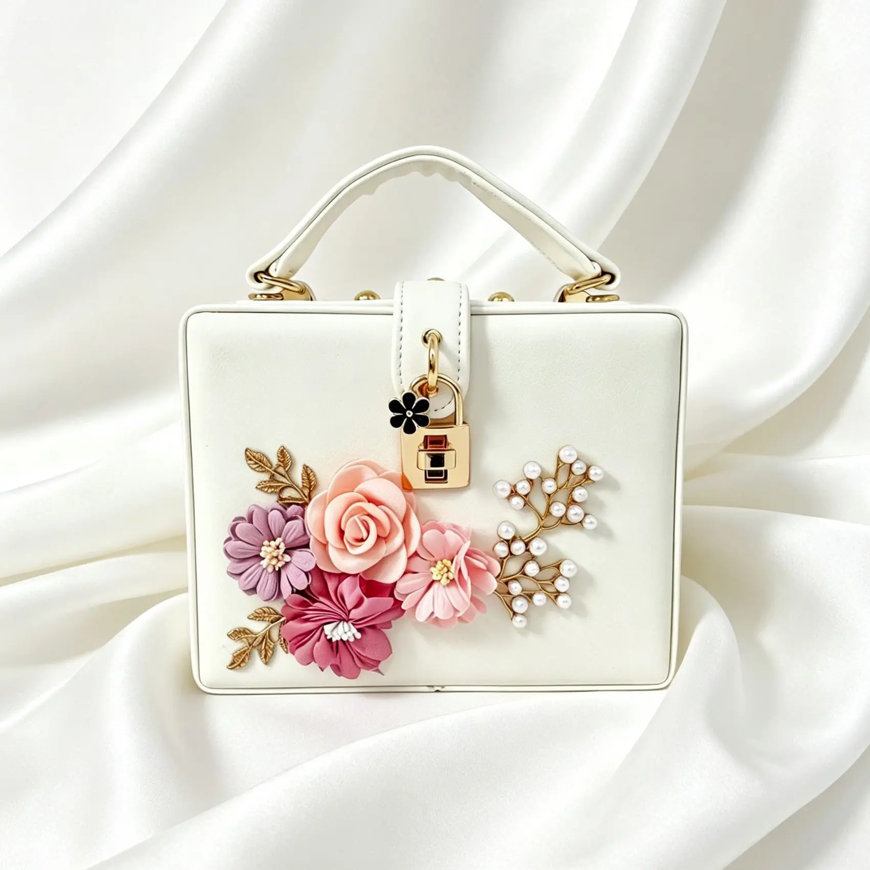 Acrylic dinner bag women's PU light luxury handbag with diamonds mesh diamond wedding bridesmaid bag blue flower decoration