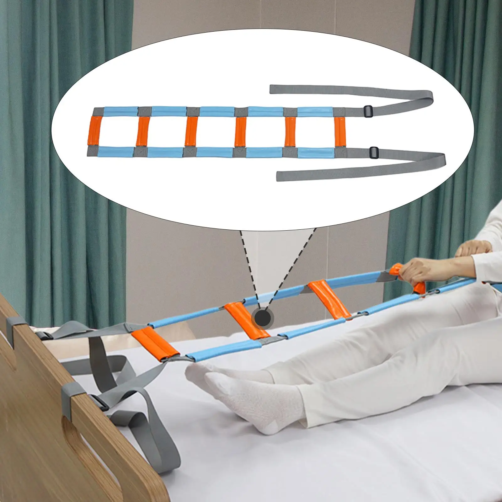 Bed Ladder Assist Strap for Elderly Adults Portable Sit Up Helper with Nonslip Handle Nylon PU Leather Bedridden Lifting Aid for