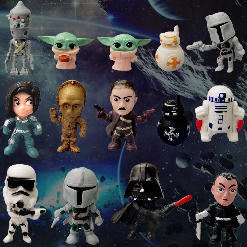 

14pcs/set Star Wars Anime Figures Mandalorian Master YODA with Sword Action Figure Kids Toys Fans Gifts