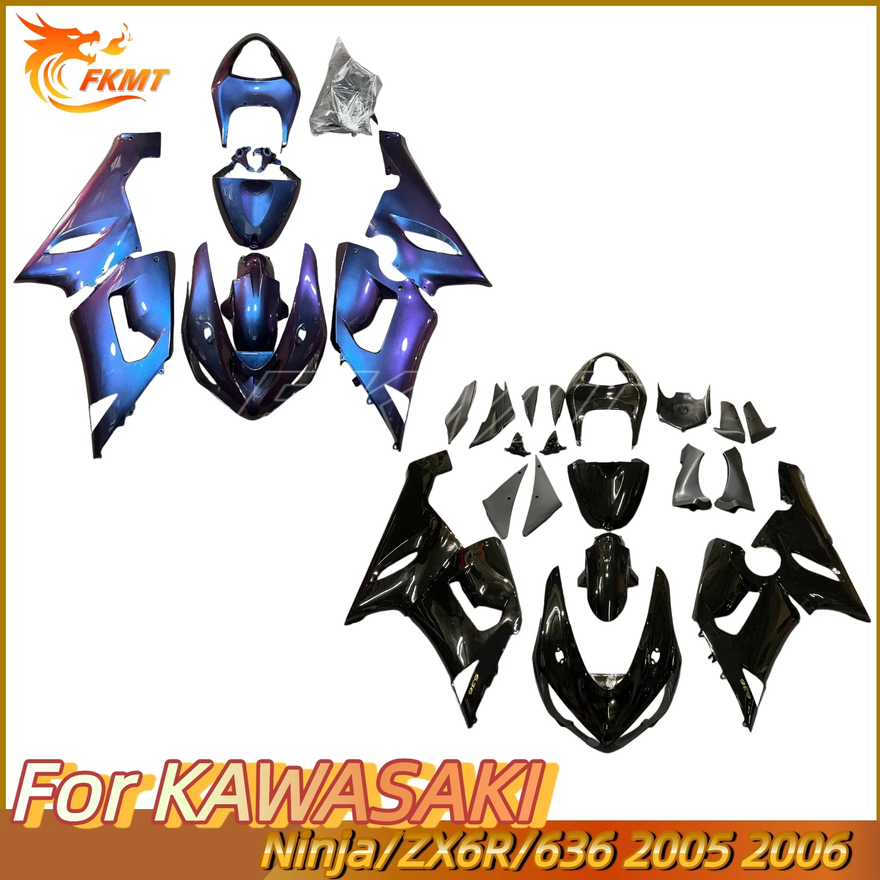 

The New ABS Motorcycle Fairing kit Fit For KAWASAKI Ninja ZX6R 636 ZX-6R 2005 2006 full fairings kits bodywork zxmt