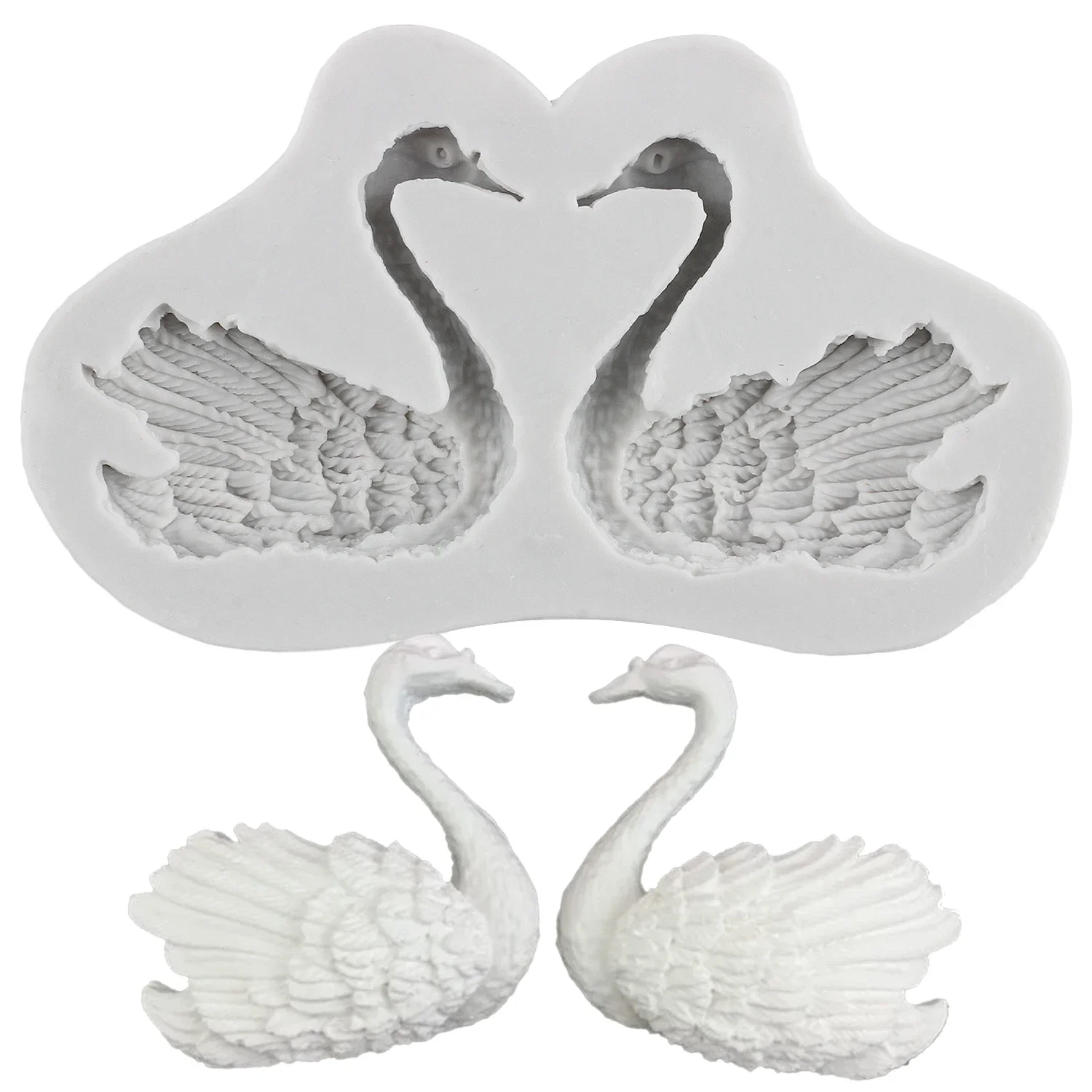 Couple Swan Shape Soap Silicone Mold Rose Candy Clay Resin Mould Wedding Fondant Molds Cake Decorating Tools Chocolate Moulds