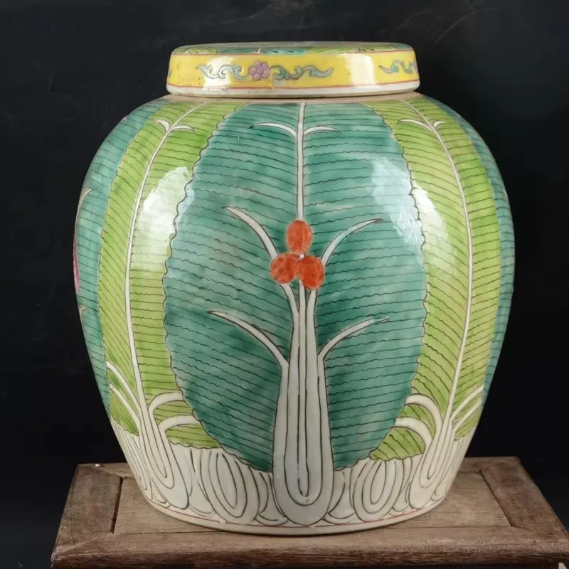 Chinese Famille Rose Porcelain Pot Tea Caddy Qing Xu Shunchang Cabbage Pattern 9.8 inch