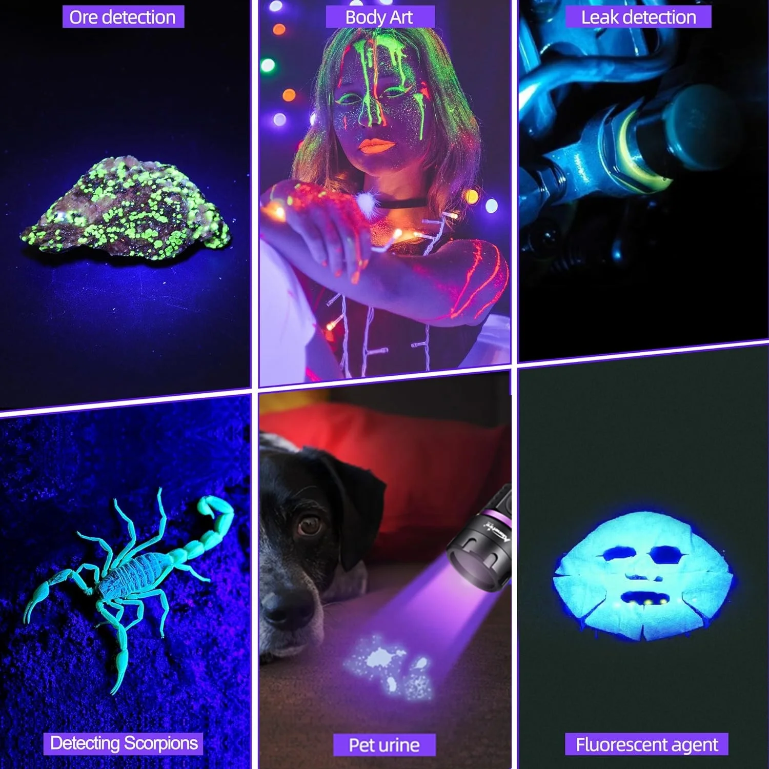 Linterna UV recargable de alta potencia con LED 365 nm - imagen 4
