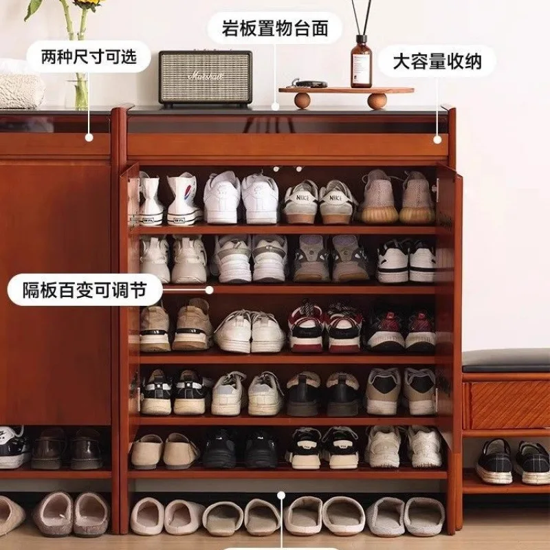 خزانة أحذية من الخشب الصلب في العصور الوسطى، باب منزلي، خزانة تخزين ذات سعة كبيرة #3