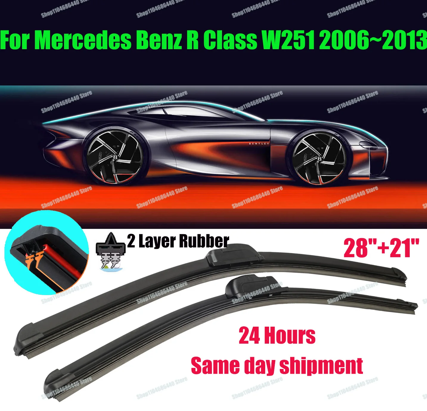 

For Mercedes Benz R Class W251 2006~2013 Auto Front Wiper Blades Rubber Windshield Windscreen Window Car Accessories Cleaning