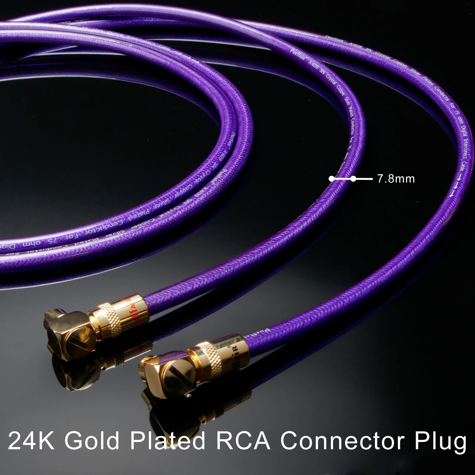 Paar RCA-Audiokabel 90 Grad Winkel-RCA-Kabel 7N OCC mit 90-Grad-RCA-Stecker für Verstärker DAC TV-Box – Detail 3