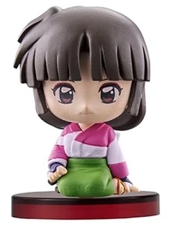 Bandai Anime Gashapon Inuyasha Figures Sango Shippou Kikyo Sitting Doll Action Figure Model Kids Toy