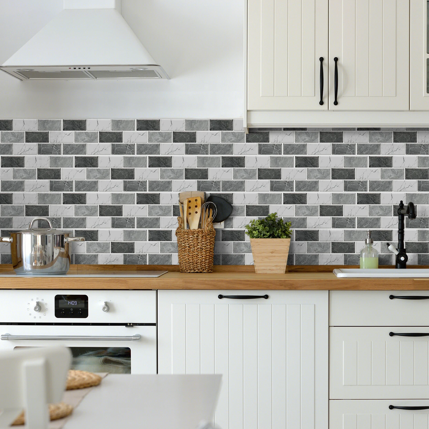 

Light luxury marble patterned ceramic tile stickers for kitchen, bathroom, living room, self-adhesive decorative stickers