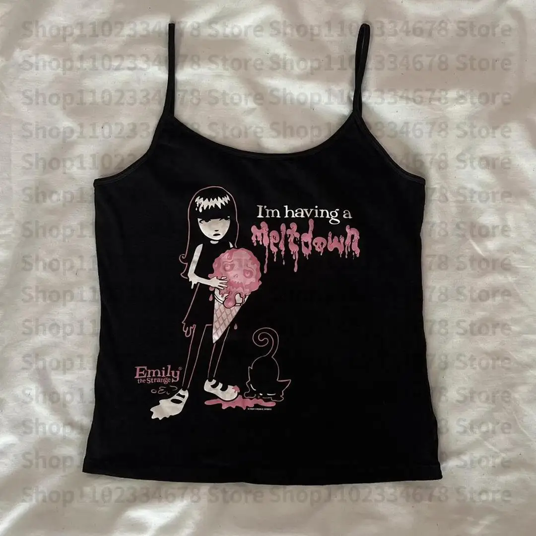 Gothic Punk Baby Tee Vintage Street Women Graphics Print Grunge T-shirt Aesthetic Cute Slim Crop Top shirt Slim Goth Y2k Clothes