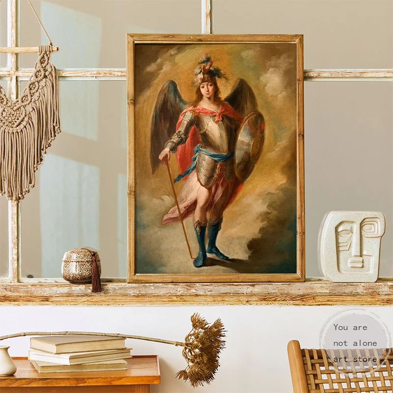 Vintage Holy Michael Archange - Saint Michel Catholic Art Poster Canvas Painting Wall Prints Picture for Living Room Home Decor